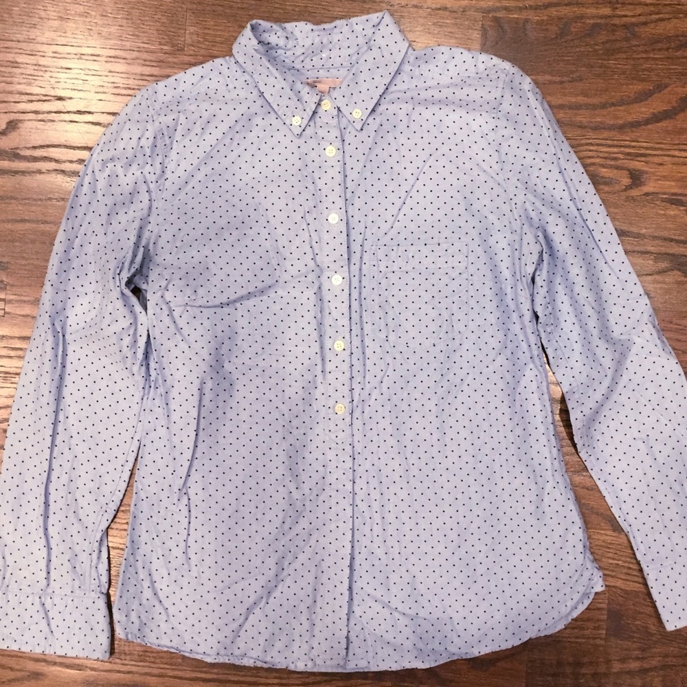 Gap polka dot button down/henley, blue/navy